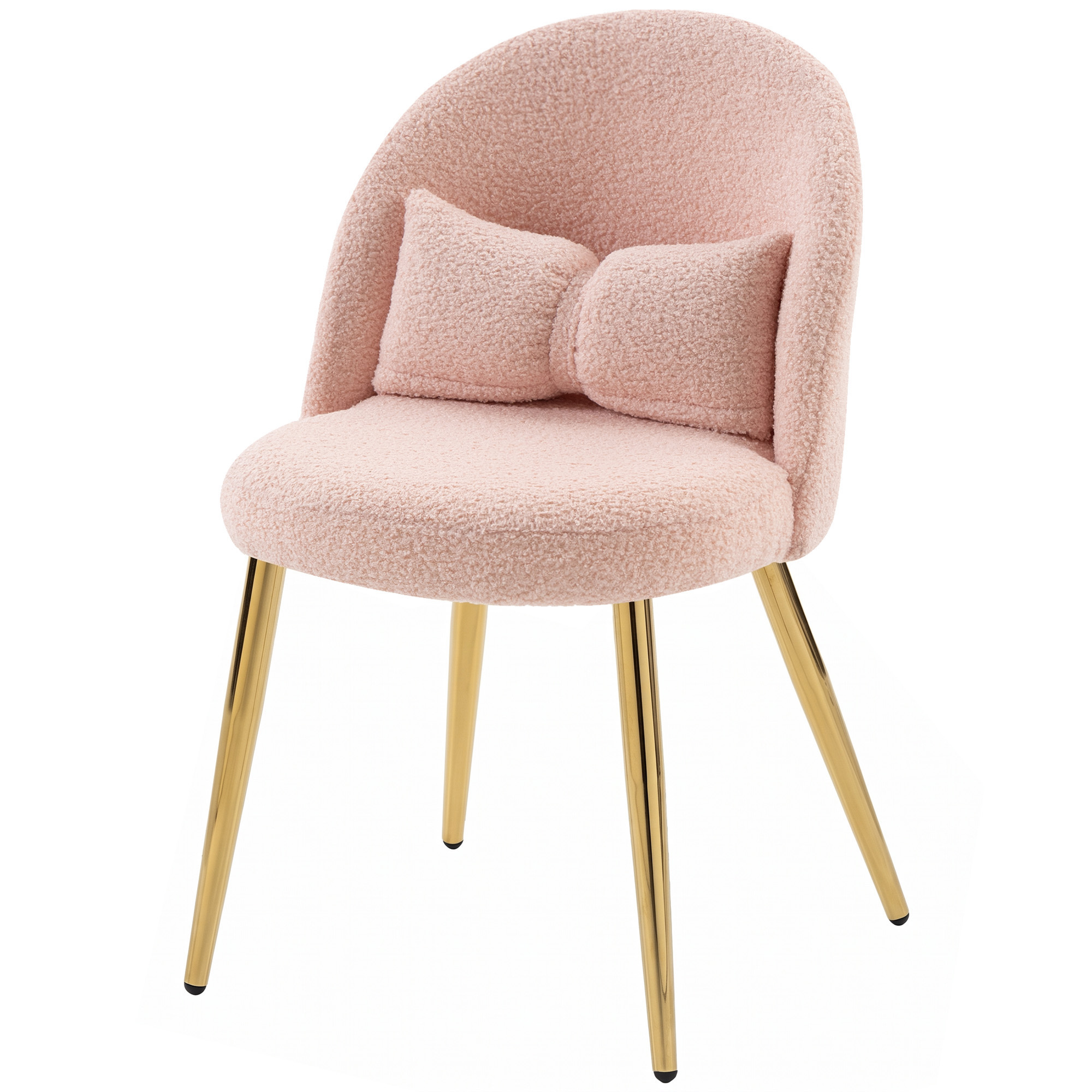 HOMCOM Gepolsterter Sherpa-Sessel mit Lendenkissen mit Schleife, Rückenlehne, Stahlbeinen, Sessel für Schlafzimmer, Wohnzimmer, 46x53x78cm, Rosa Aosom