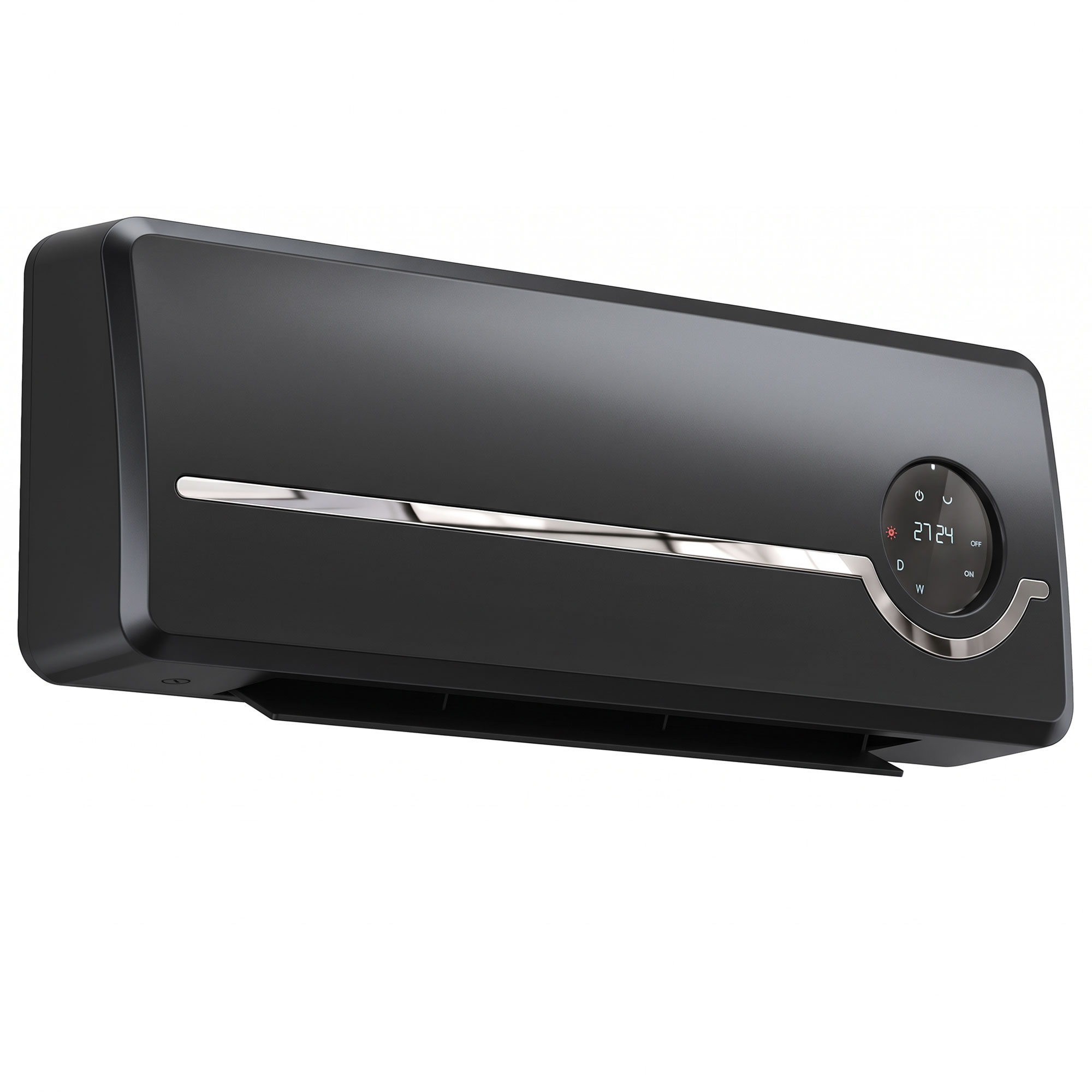 HOMCOM Încălzitor mural ceramic 1000/2000W, radiator electric, ventilator, termostat, minuterie, 50x18,6x12,9cm, negru | Aosom Romania