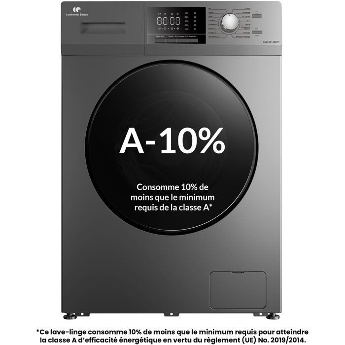 Continental Edison Gris Lave-Linge Hublot Cell10140sp1 10 Kg Induction 1400 Tr/Min Argent - Neuf - Image 4