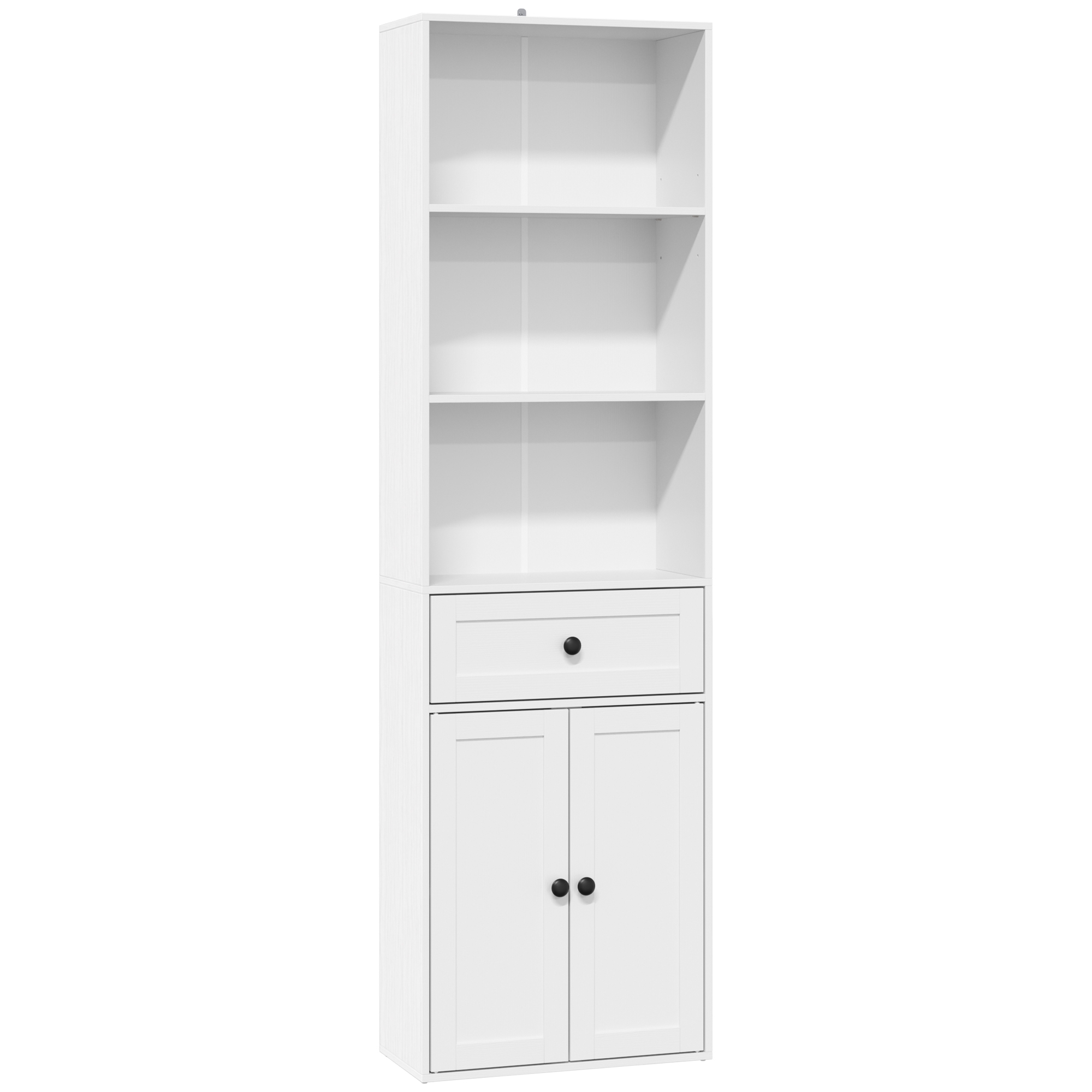 HOMCOM Hohes 5-stufiges Bücherregal, Aufbewahrungsschrank mit Schublade, verstellbare Einlegeböden, für Büro und Wohnzimmer, 48 x 23,8 x 164,5 cm, weißer Holz-Effekt Aosom