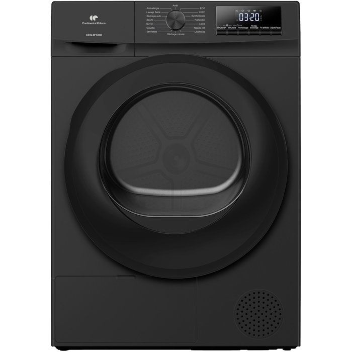Continental Edison Noir Sèche-Linge À Pompe À Chaleur Cesl9pcbd 9 Kg 60 Cm 14 Programmes Classe D - Neuf - Image 4
