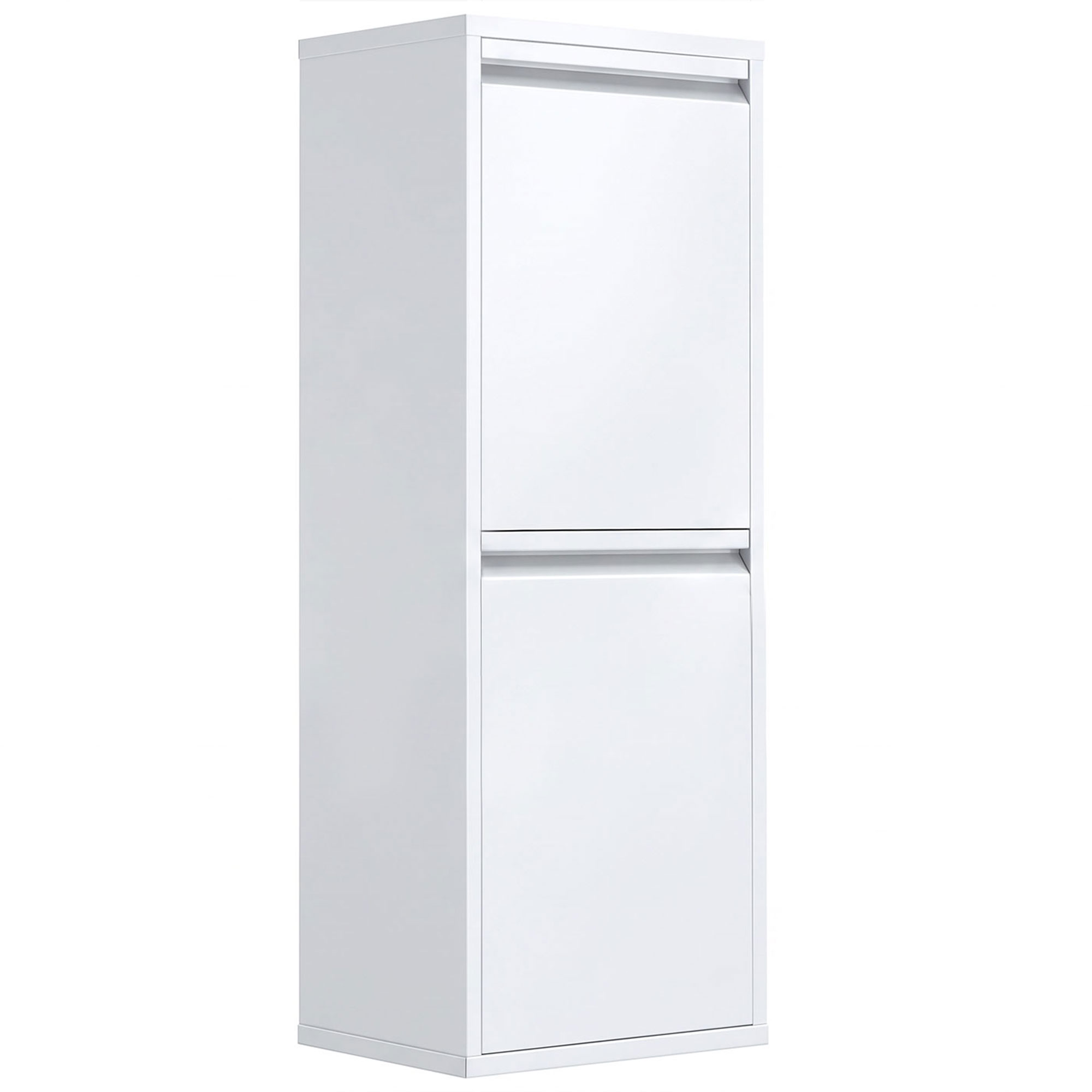 HOMCOM Müllschrank zur Mülltrennung, 30 L (2 x 15 L) mit 2 Fächern, Soft-Close, herausnehmbare Innenbehälter, pulverbeschichteter kaltgewalzter Stahl, Weiß Aosom