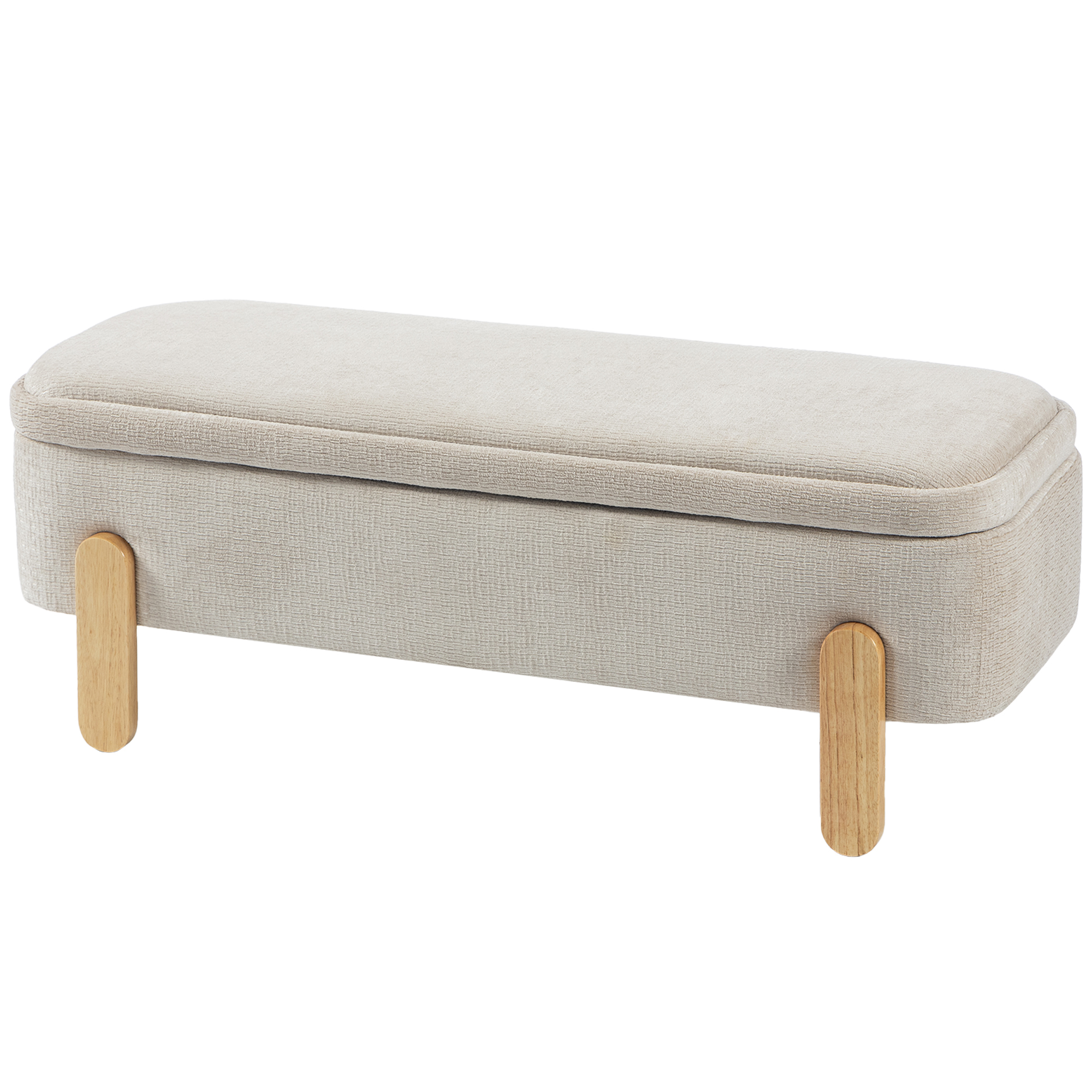 HOMCOM Stauraumbank 108 cm, Bettende in Chenille mit Holzfüßen, moderner Stil, max. Belastung 220 kg, für Schlafzimmer und Flur, Beige Aosom