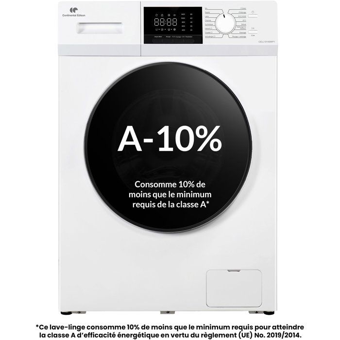 Continental Edison Blanc Lave-Linge Hublot À Chargement Frontal Cell10140wp1 10 Kg Moteur Induction 1400 Tr/Min Efficacité A-10% - Neuf - Image 4