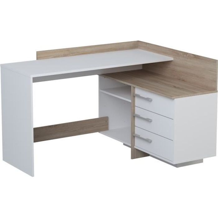 Mes Blanc Bureau D'angle 3 Tiroirs - Mat - Image 4
