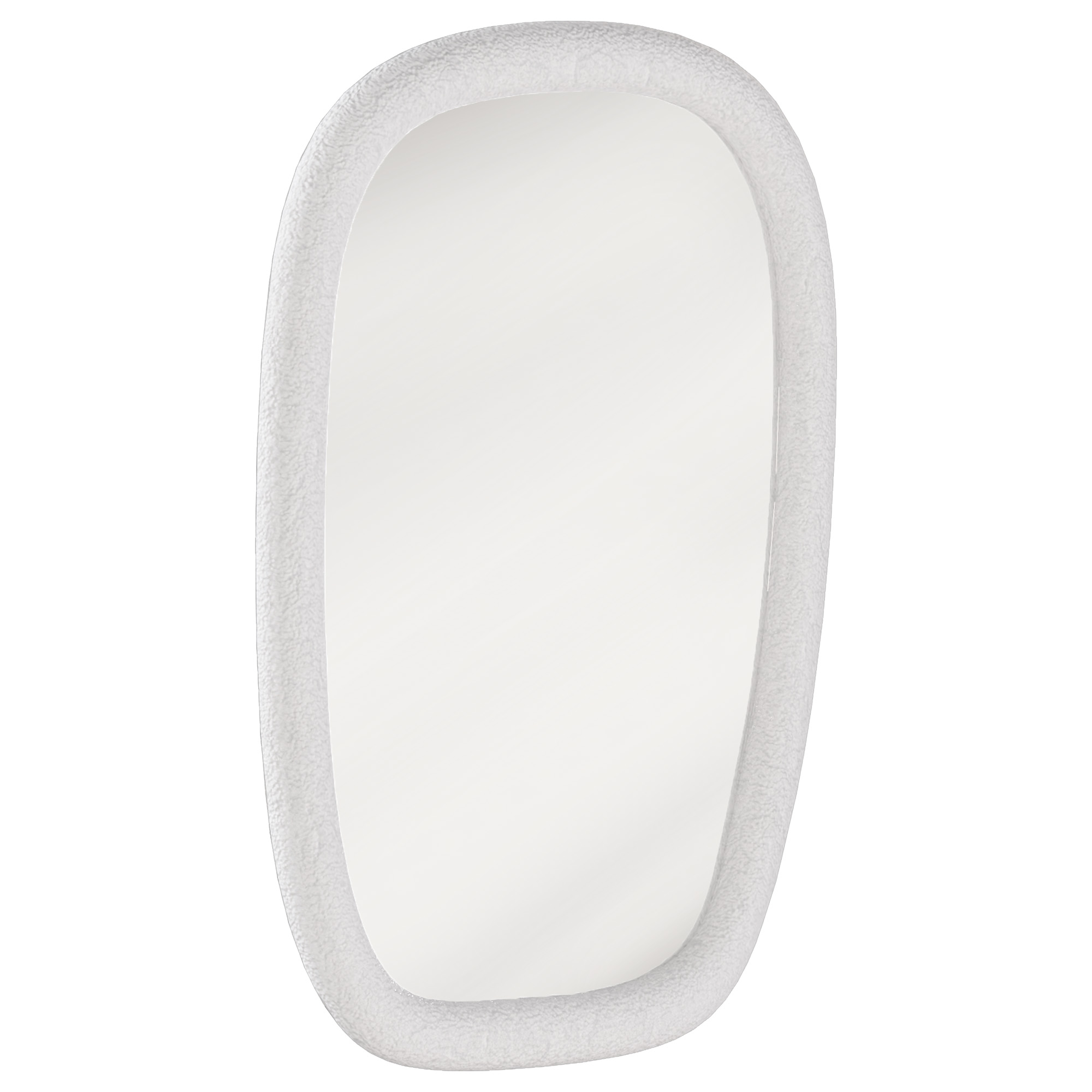 HOMCOM Unregelmäßiger Wandspiegel, Rahmen in Steinoptik, 90x60 cm, Moderner dekorativer Spiegel mit Haken für Wohnzimmer, Eingangsbereich, Schlafzimmer, Flur, Weiß Aosom