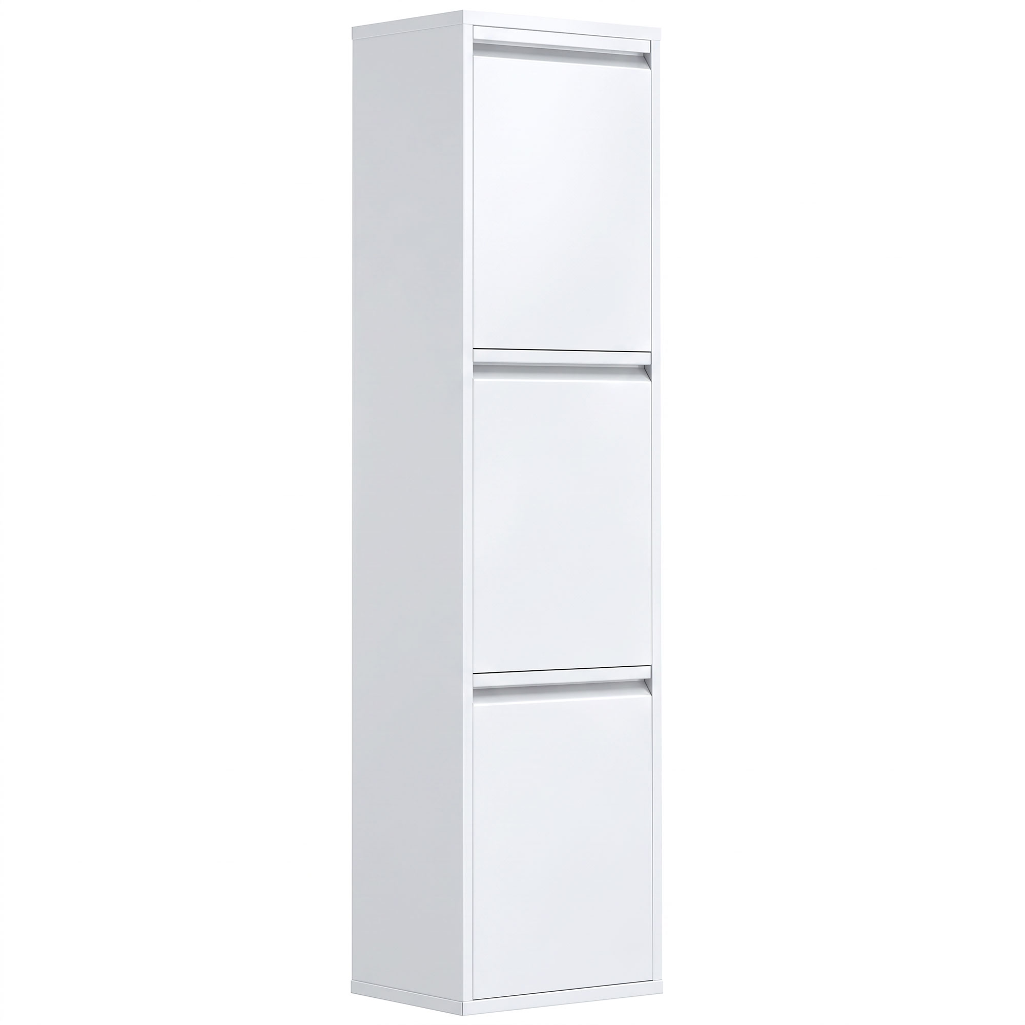 HOMCOM Coș de gunoi rabatabil pentru bucătărie 45 L 3 compartimente design îngust uși cu închidere silențioasă coșuri detașabile Alb | Aosom Romania