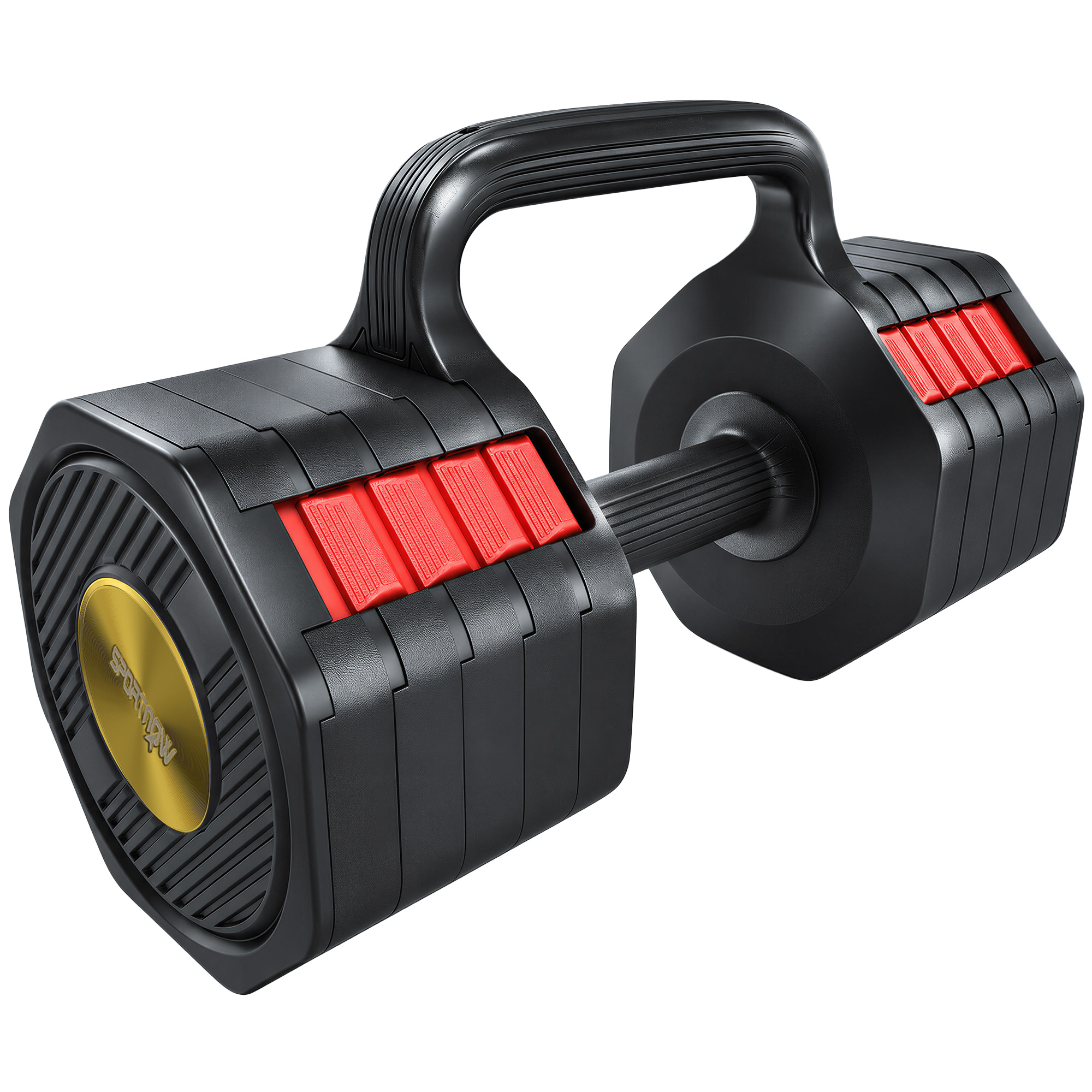 SPORTNOW Ganteră Reglabilă 11,65kg 3 en 1 Kettlebell Bară Greutate Musculare Anti-rostogolire Protecție Încheieturi 33,5x14x20cm Negru | Aosom Romania