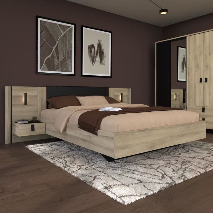 light oak bed (ref. F-OCT-KIERAN3525ENSE)