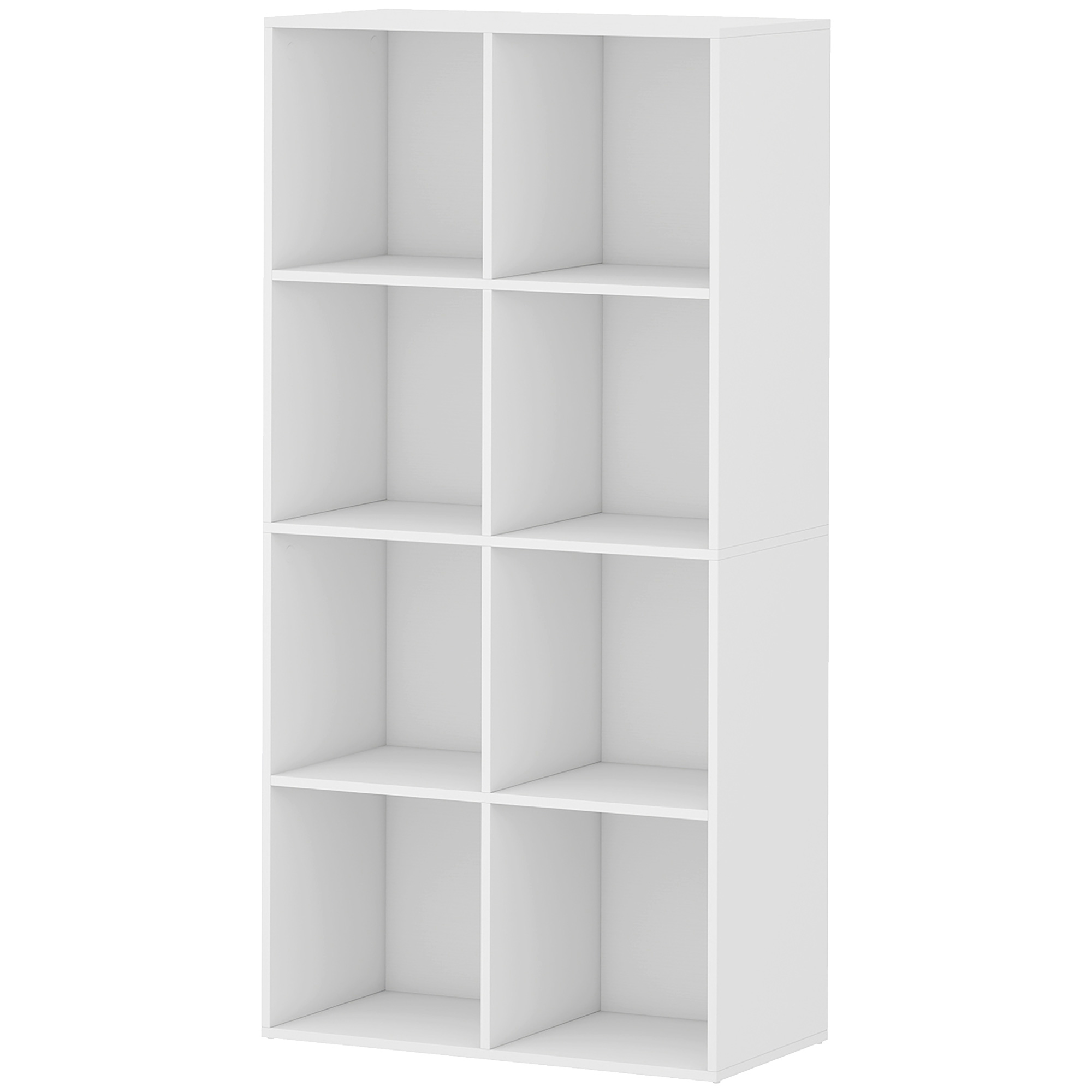 HOMCOM Bücherregal mit 8 Würfeln, platzsparendes 4-stufiges Regal, Ablageregal für Wohnzimmer Büro Schlafzimmer, 60x30x121 cm, Weißes Holzdekor Aosom