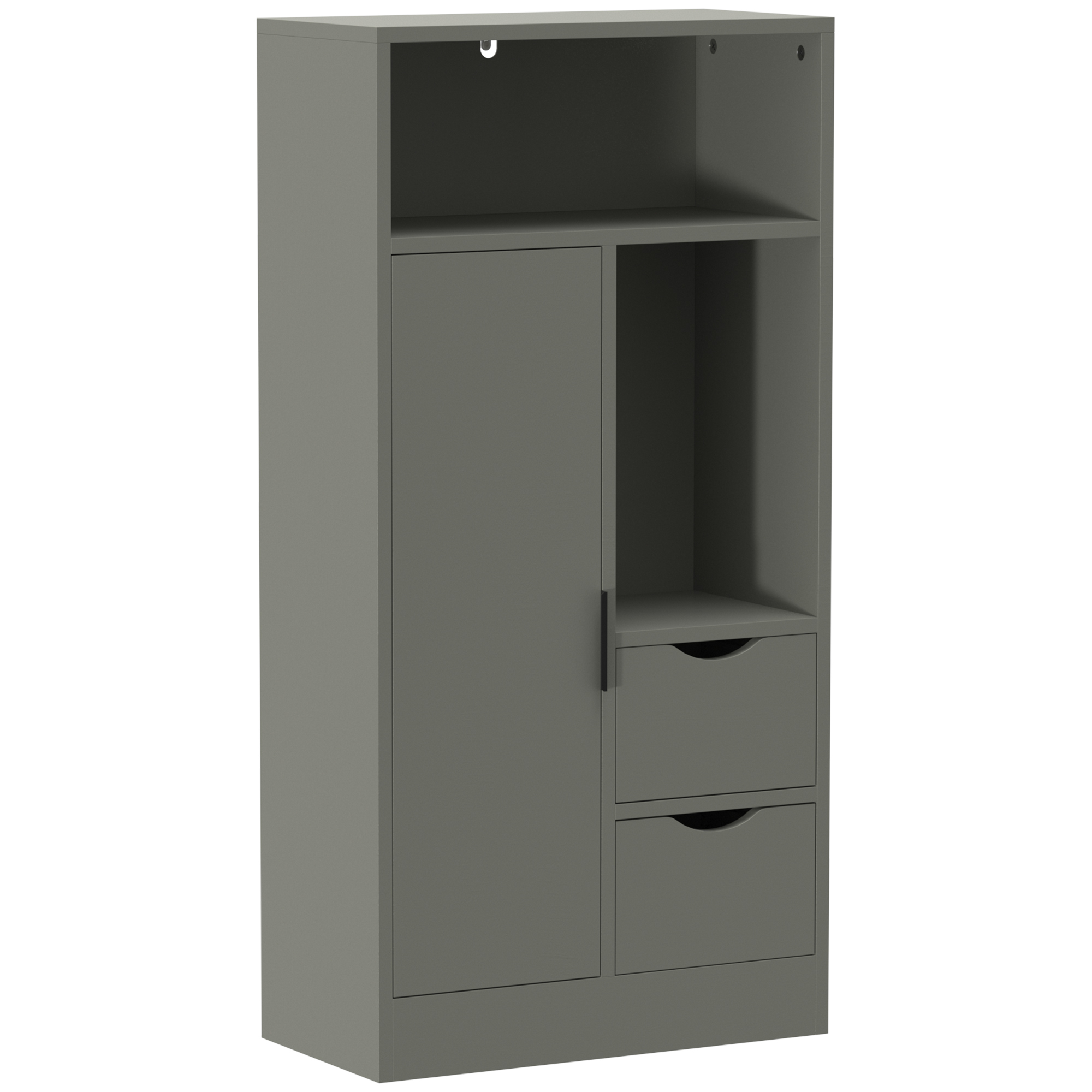 HOMCOM Mobilier pentru baie, corp de depozitare îngust cu 2 sertare, compartimente deschise, 50x25x100cm, verde deschis | Aosom Romania