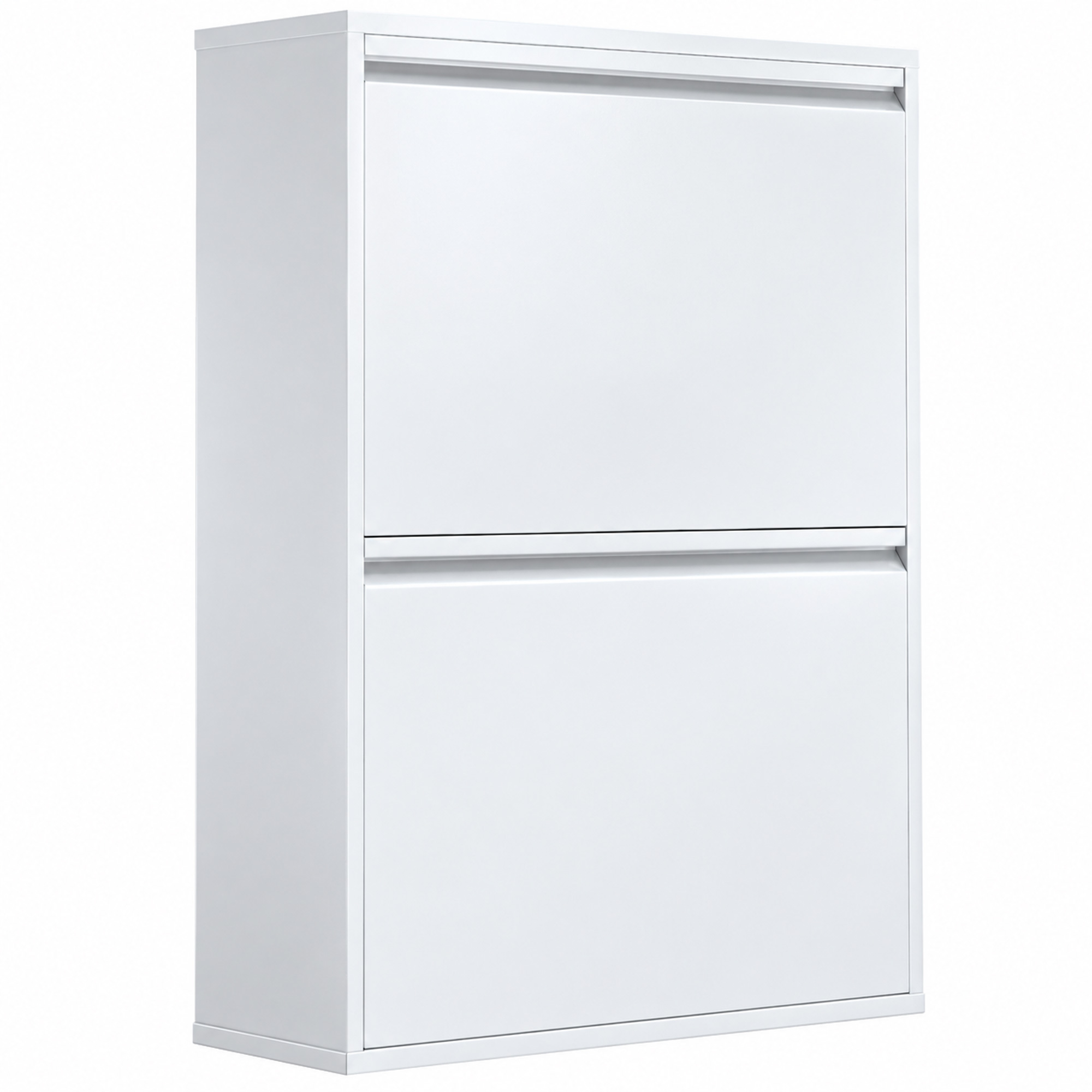 HOMCOM Mülltrennschrank 60 L (4 x 15 L), 4 Fächer, gedämpfter Verschluss, herausnehmbare Innenbehälter, Weiß Aosom