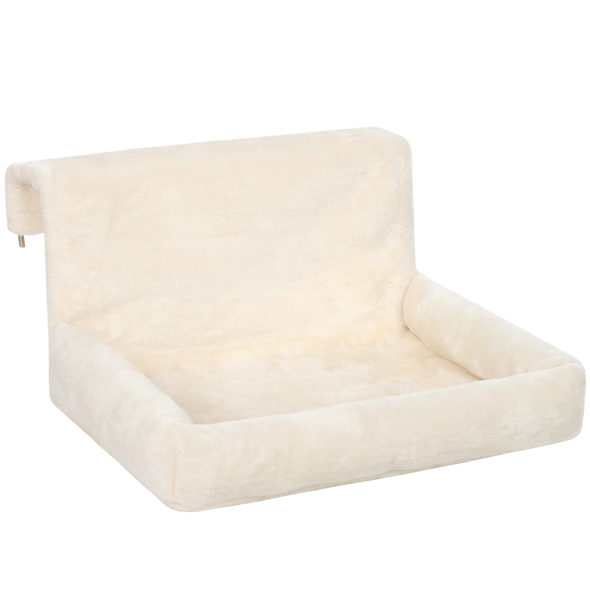 PawHut Grotte en peluche pour chat, lit suspendu pour chat avec cadre en acier, 48x43x26cm, Beige
