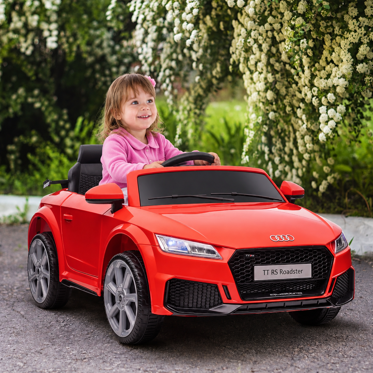 Audi laste elektriauto 12V 2.4G puldiga, muusika, signaal, elektriauto LED-tuledega, USB/MP3-port, tagurpidi liikumise funktsioon, lastele vanuses 3-5 aastat, punane
