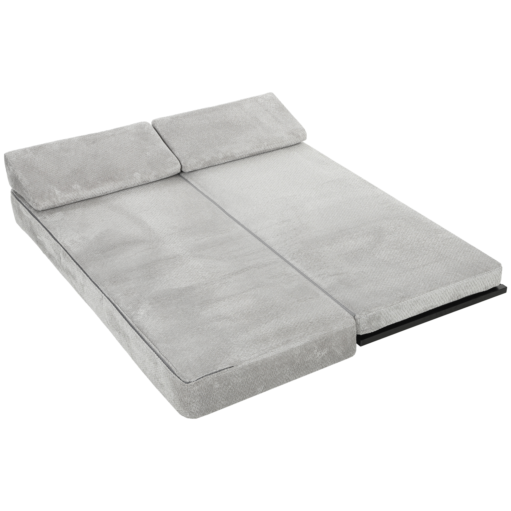 HOMCOM Schlafsofa 3-Sitzer 4-in-1, 2 abnehmbare Armlehnenkissen, wandelbares 3-Sitzer-Sofa, Chenille, Stahlbeine, 330kg, Wohnzimmer Gästeraum, 193x82x58cm Grau Aosom