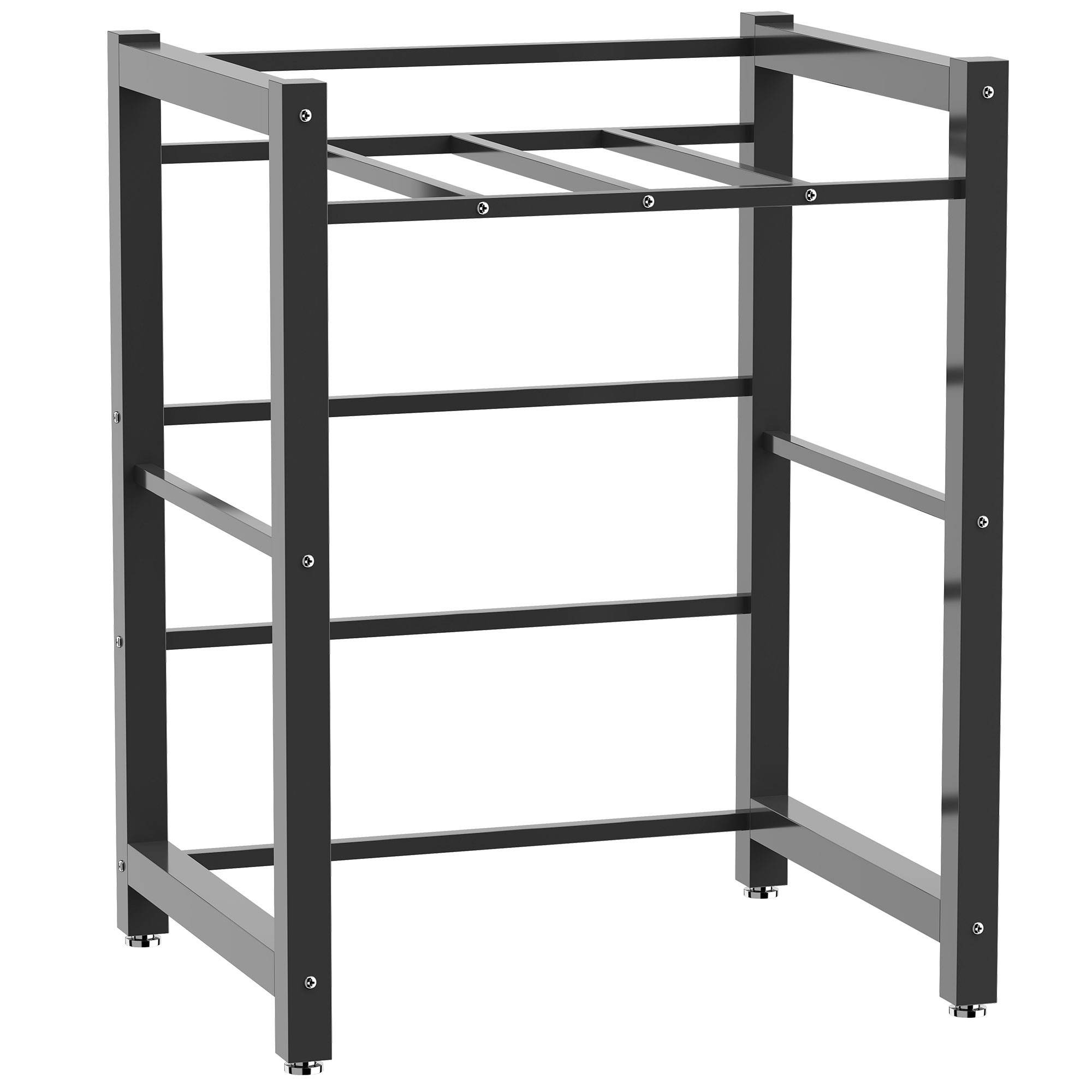 HOMCOM Suport suprapunere mașină de spălat și uscător, oțel, 300 kg, 75x62x97-105 cm, negru | Aosom Romania