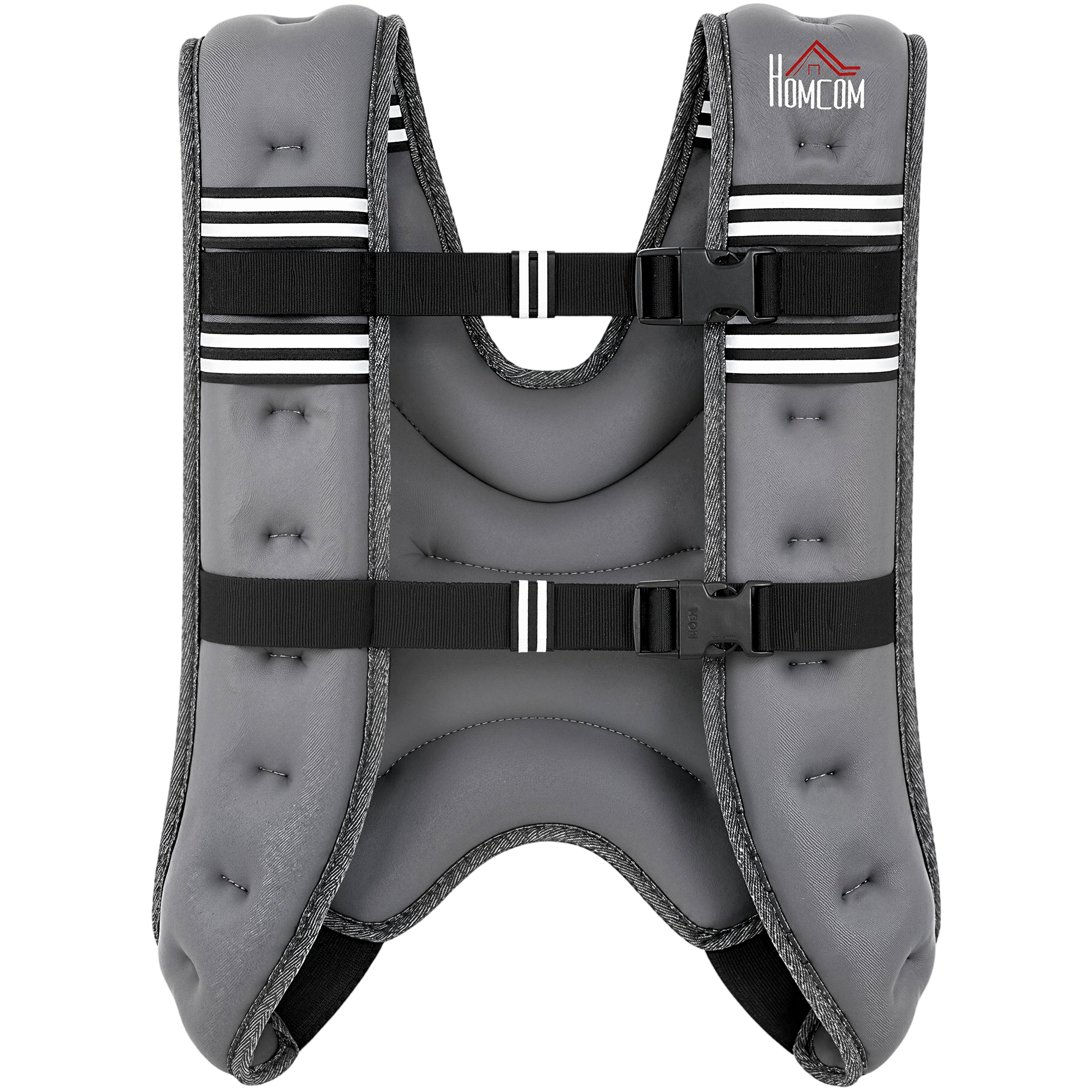 Homcom Weighted Vest With Adjustable Straps, Pocket, Reflective Strips - Grey / 8Kg - Image 2