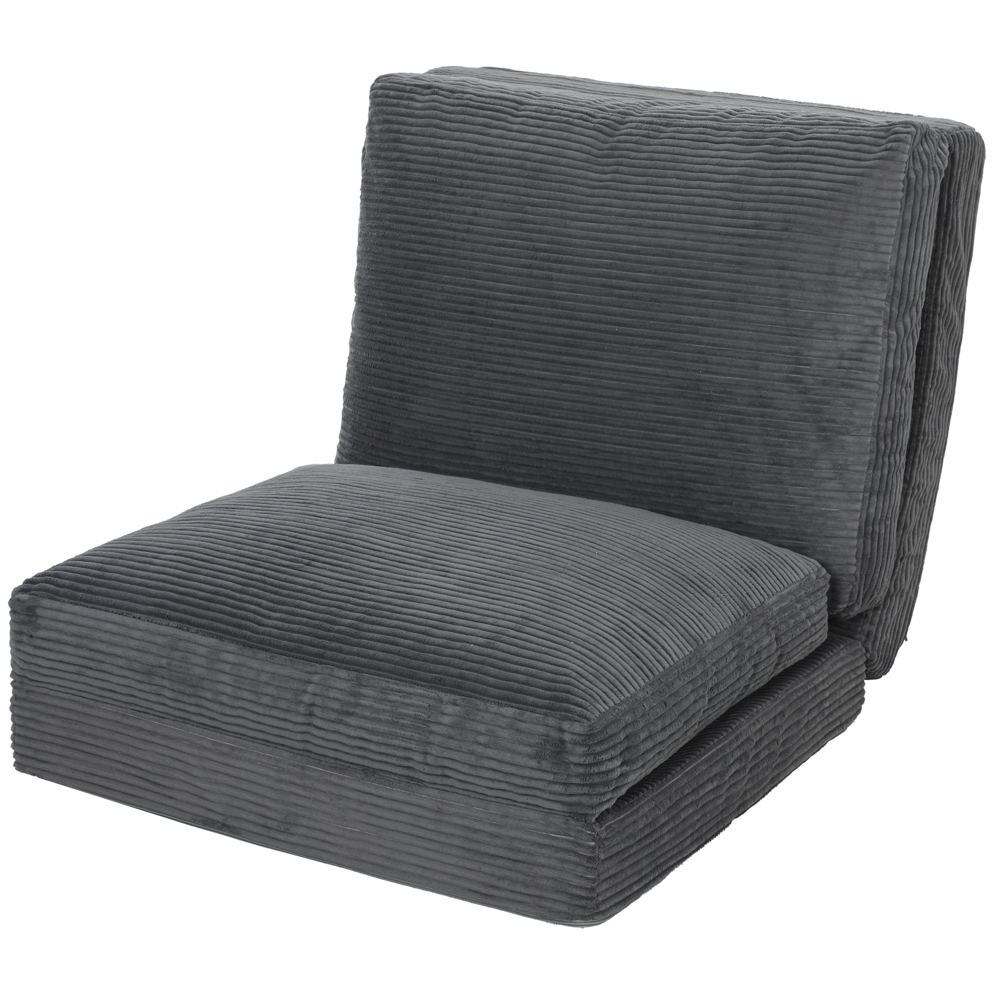 HOMCOM Scaun-pat pliant 76 cm, canapea de podea din catifea corduroy, umplutură groasă, husă detaşabilă şi lavabilă, gri | Aosom Romania