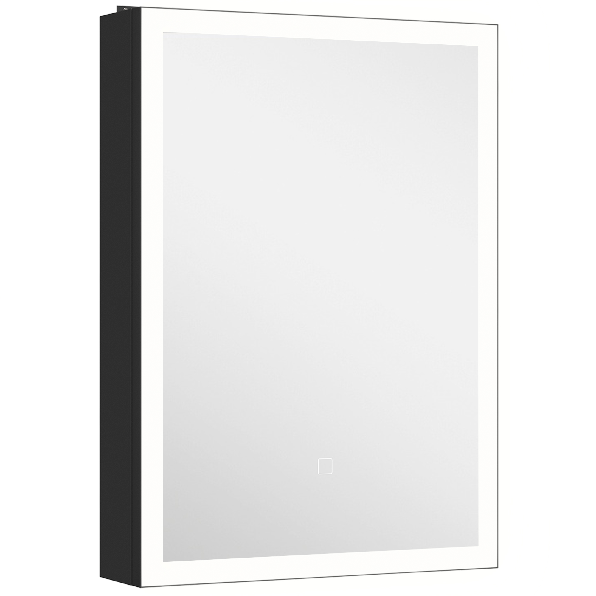 HOMCOM LED-Spiegelschrank mit Spiegel, 50L x 70H cm Wand-Badezimmerschrank mit verstellbaren Ablagen, Antibeschlag-Funktion und Speicher, Rasiersteckdose, Schwarz Aosom