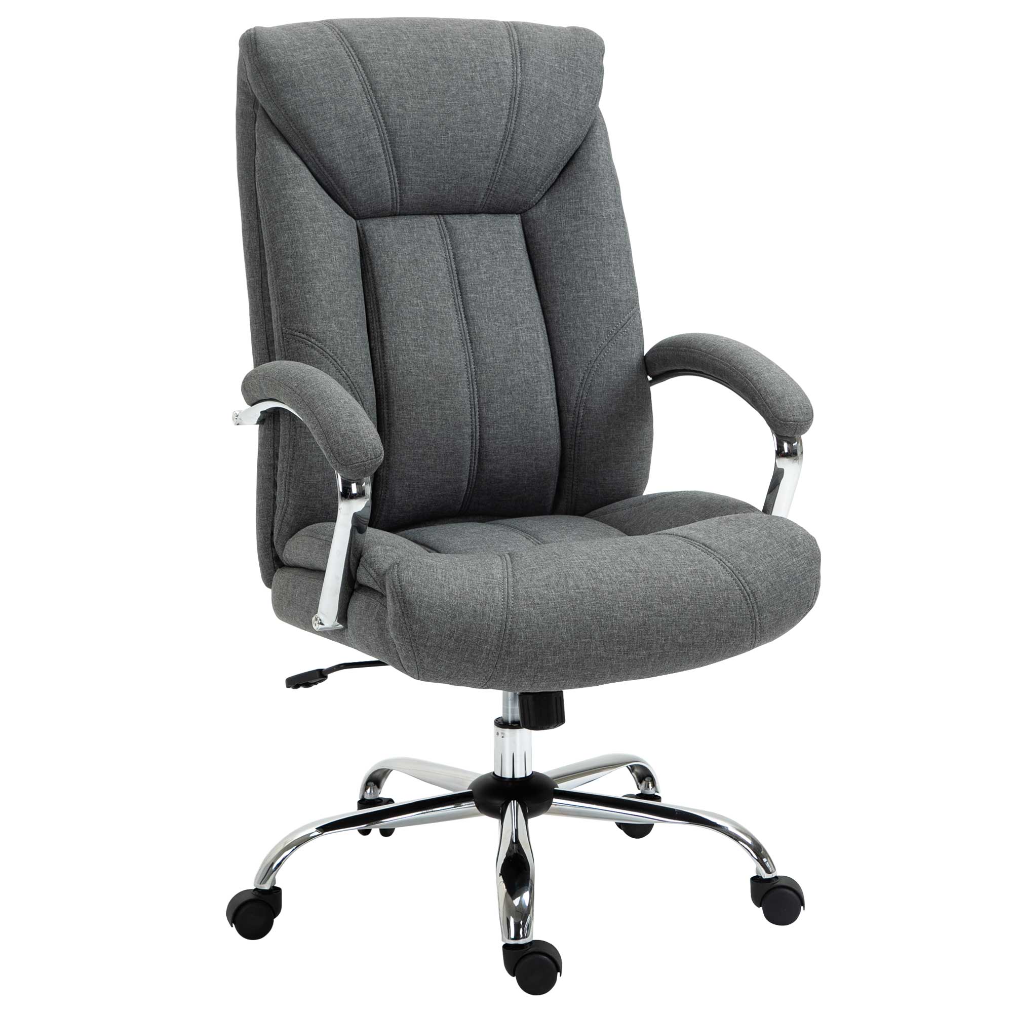 Vinsetto Bureaustoel Ergonomische kantoorstoel met schommelfunctie, verstelbare hoogte, polyester, tot 120 kg, grijs, 65x78x110-120 cm | Aosom.nl
