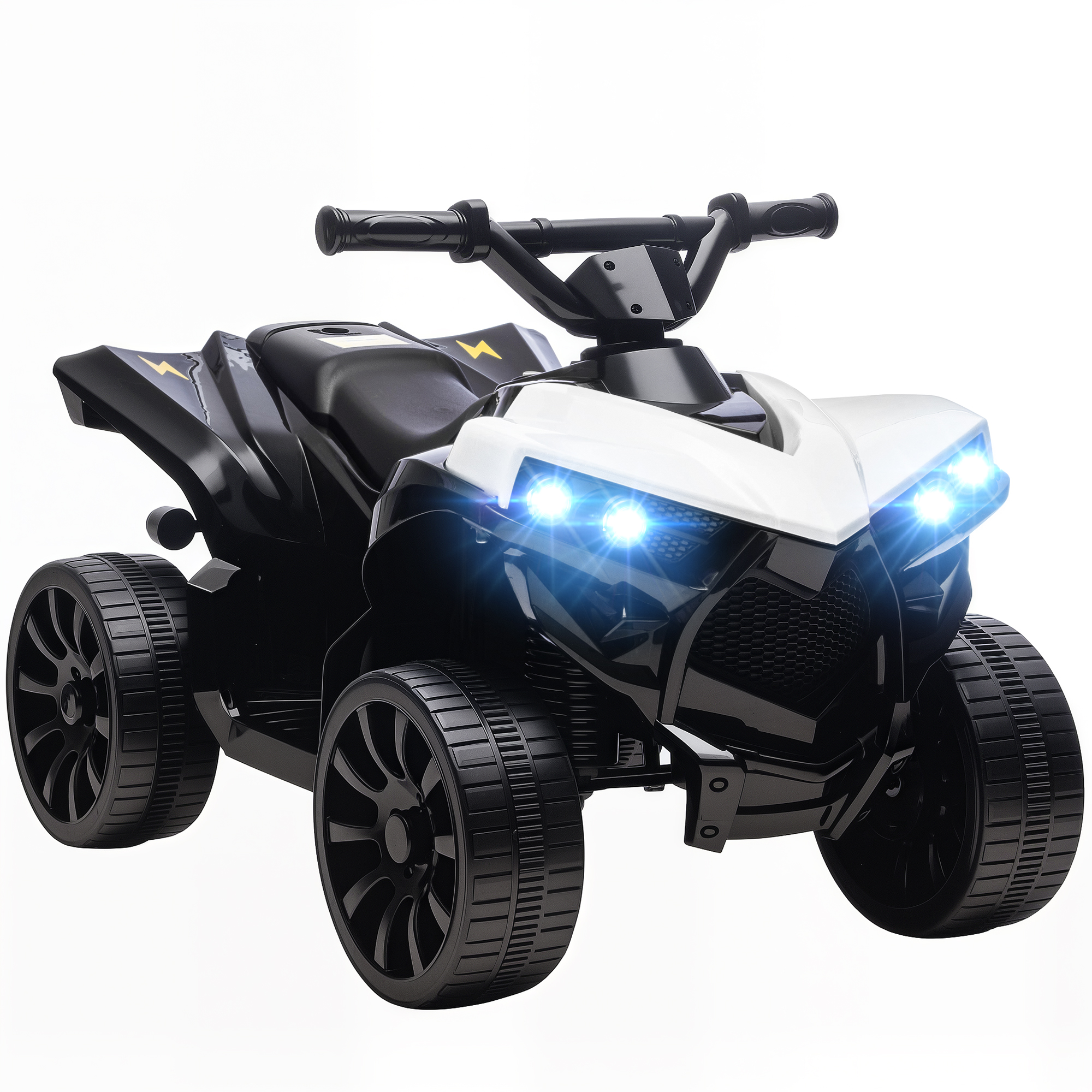 AIYAPLAY Dziecięcy Quad Elektryczny 6V z funkcją jazdy do przodu i tyłu, muzyką, reflektorami LED, biały | Aosom PL