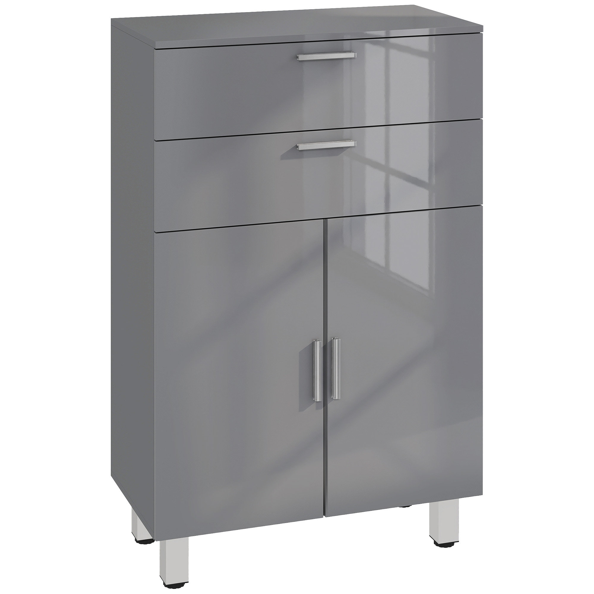 kleankin Badezimmerschrank Badschrank mit Schublade, verstellbaren Regalen, Toilettenschrank Beistellschrank Aufbewahrungsschrank Nischenschrank für Badezimmer, kleine Räume, 60 x 30 x 93 cm, Grau Aosom