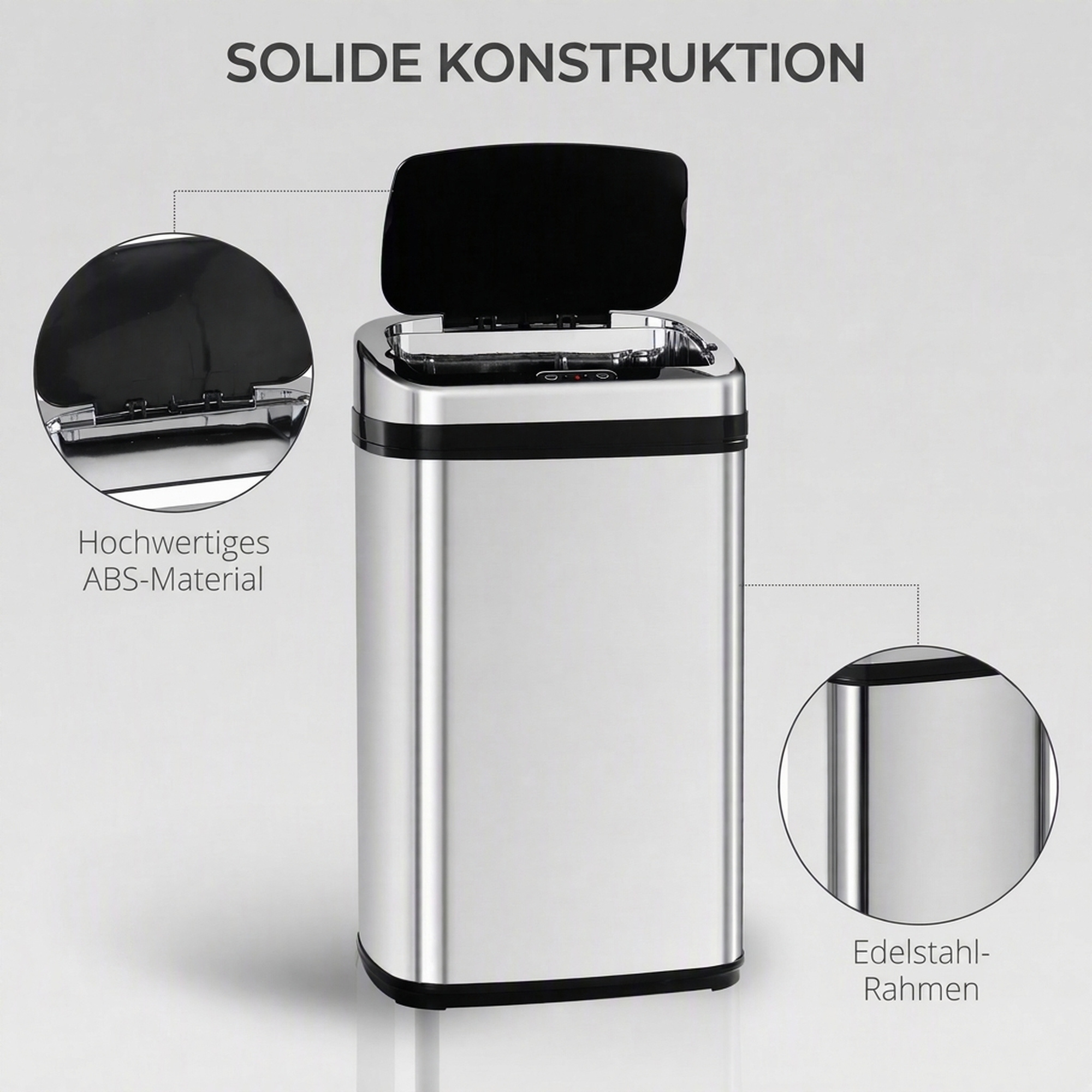 30L roostevabast terasest sensorprügikast, automaatne prügikast liikumisanduriga, prügikast, prügikonteiner, prügikonteiner kontorisse, magamistuppa, kööki, hõbedane