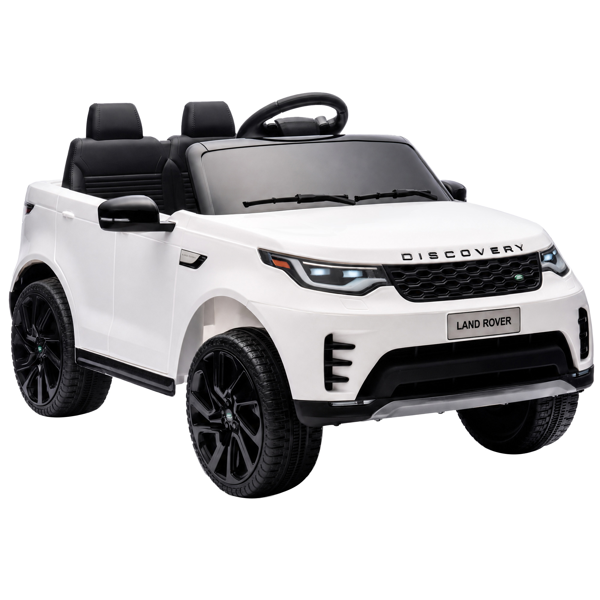 HOMCOM Mașinuță Electrică pentru Copii 3-6 Ani sub Licență Land Rover Discovery 12V, 2.5-4.5 km/h Auto Electrică pentru Copii cu 2 Motoare, Suspensii, Telecomandă, USB, Muzică, Faruri și Claxon, Alb | Aosom Romania