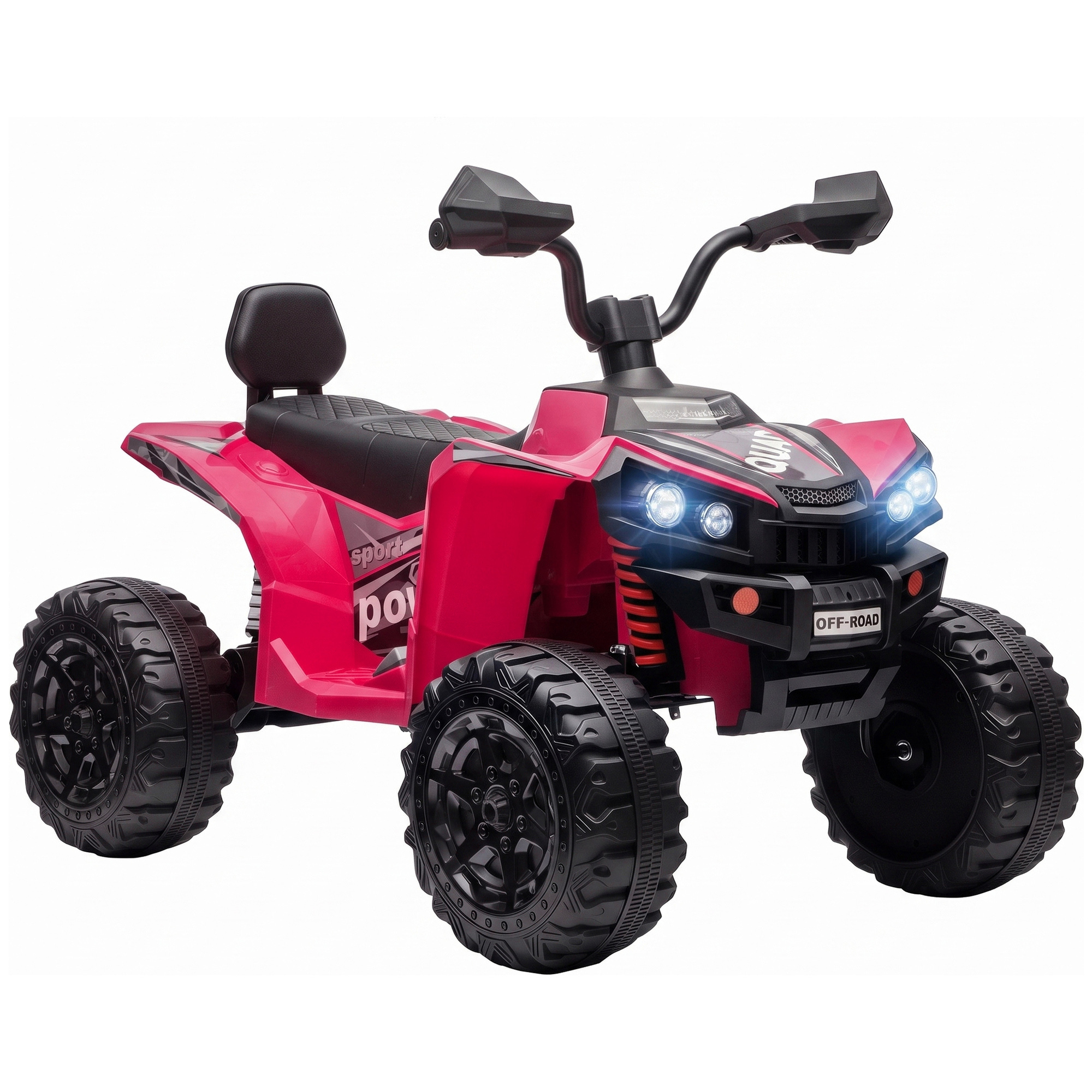 AIYAPLAY Kinder Quad Elektro 24V 2-Sitzer Elektro ATV 4–6 km/h Kinderquad mit Lithium-Akku 2 x 120W Motor 4-Rad-Federung Sanftstart LED-Scheinwerfern Musik USB Elektroquad Elektroauto für 3–8 Rosa Aosom