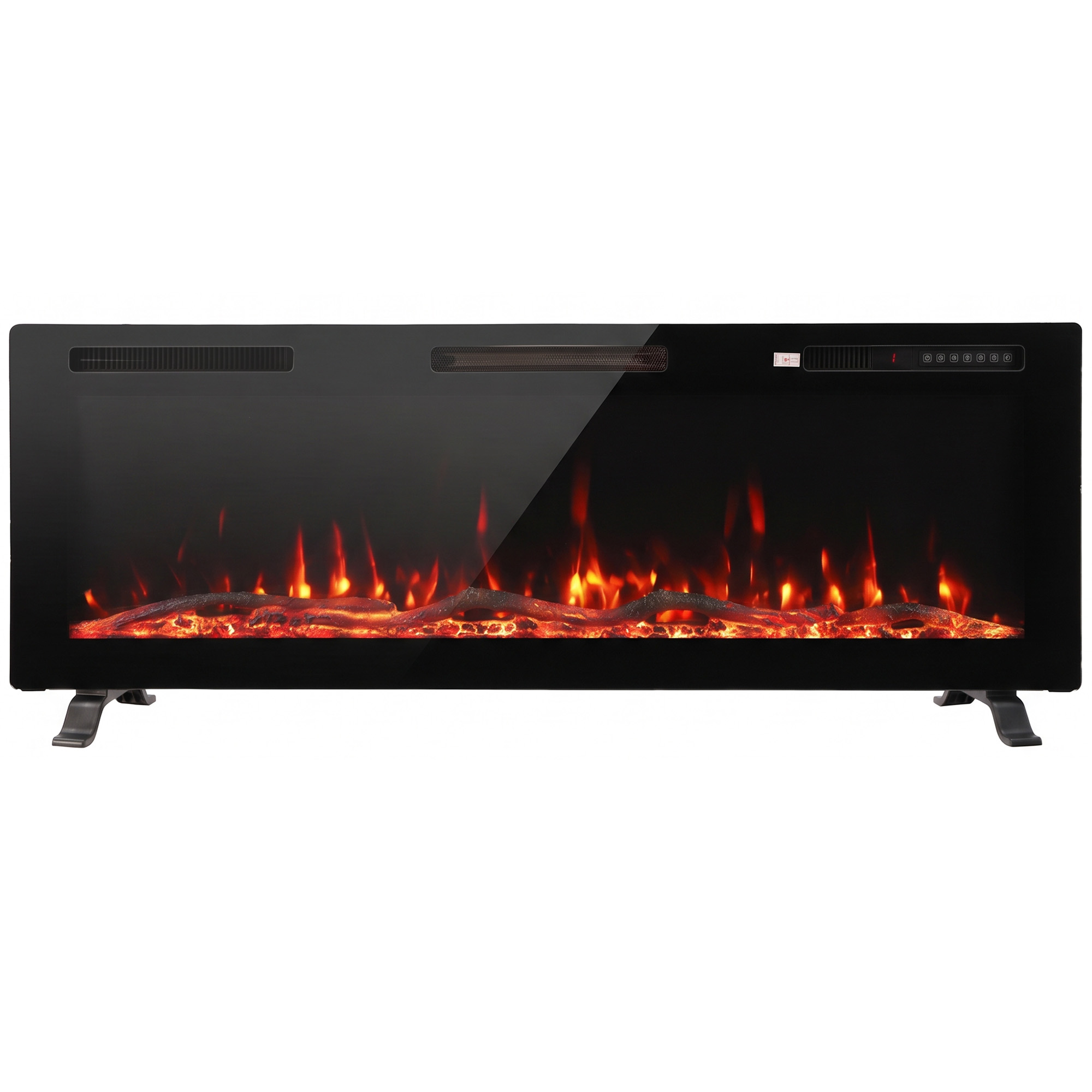 HOMCOM 127cm Elektrokamin für Wandeinbau und Wandmontage mit Fernbedienung, 900W/ 1800W Ultradünner Kaminofen Elektrisch, Elektrischer Kamin und Wandkamin mit Timer, 12-Farben-Flammeneffekt Aosom