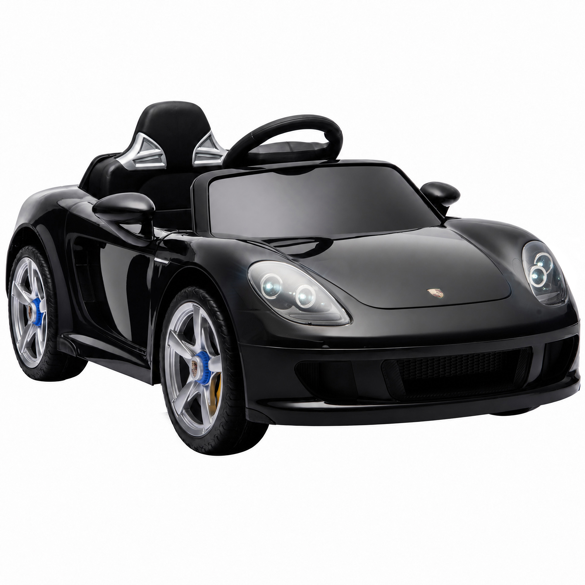AIYAPLAY Kinder Elektroauto Porsche 12V Kinderauto mit Lithium-Akku Fernbedienung 2 Motoren Sanftanlauf Hinterradfederung, Kinderfahrzeug mit 3 Geschwindigkeiten USB Hupe Musik für 3–6 Jahre Schwarz   Aosom