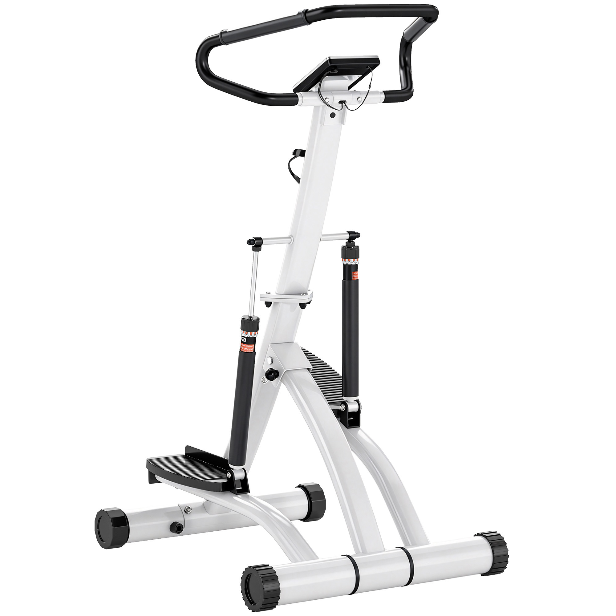 SPORTNOW Stepper mit Handgriff, Fitness Heimtrainer mit LCD-Bildschirm, Heimtrainer mit 12 Widerstandsstufen Schwarz+Silber 80 x 61 x 134 cm Aosom