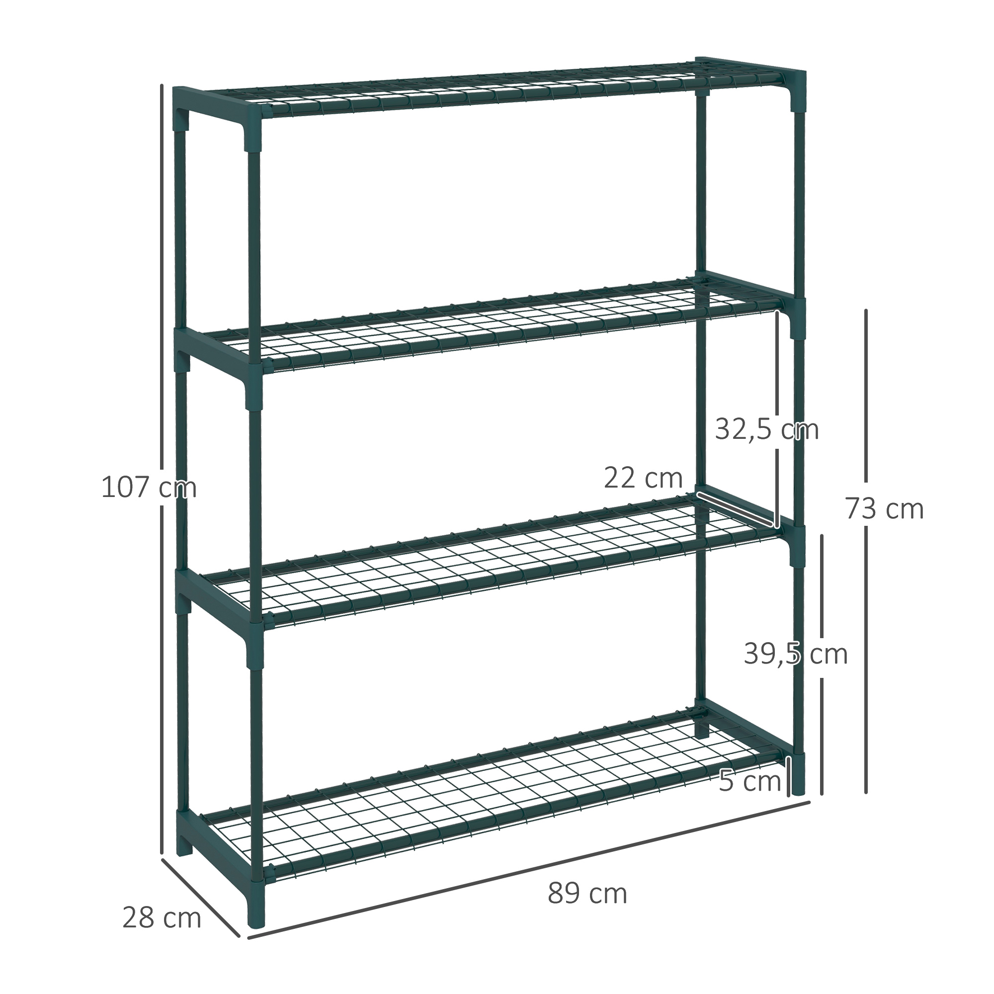 Lillealus, lillepott, 4 riiulit, 89 cm x 28 cm x 107 cm, tumeroheline