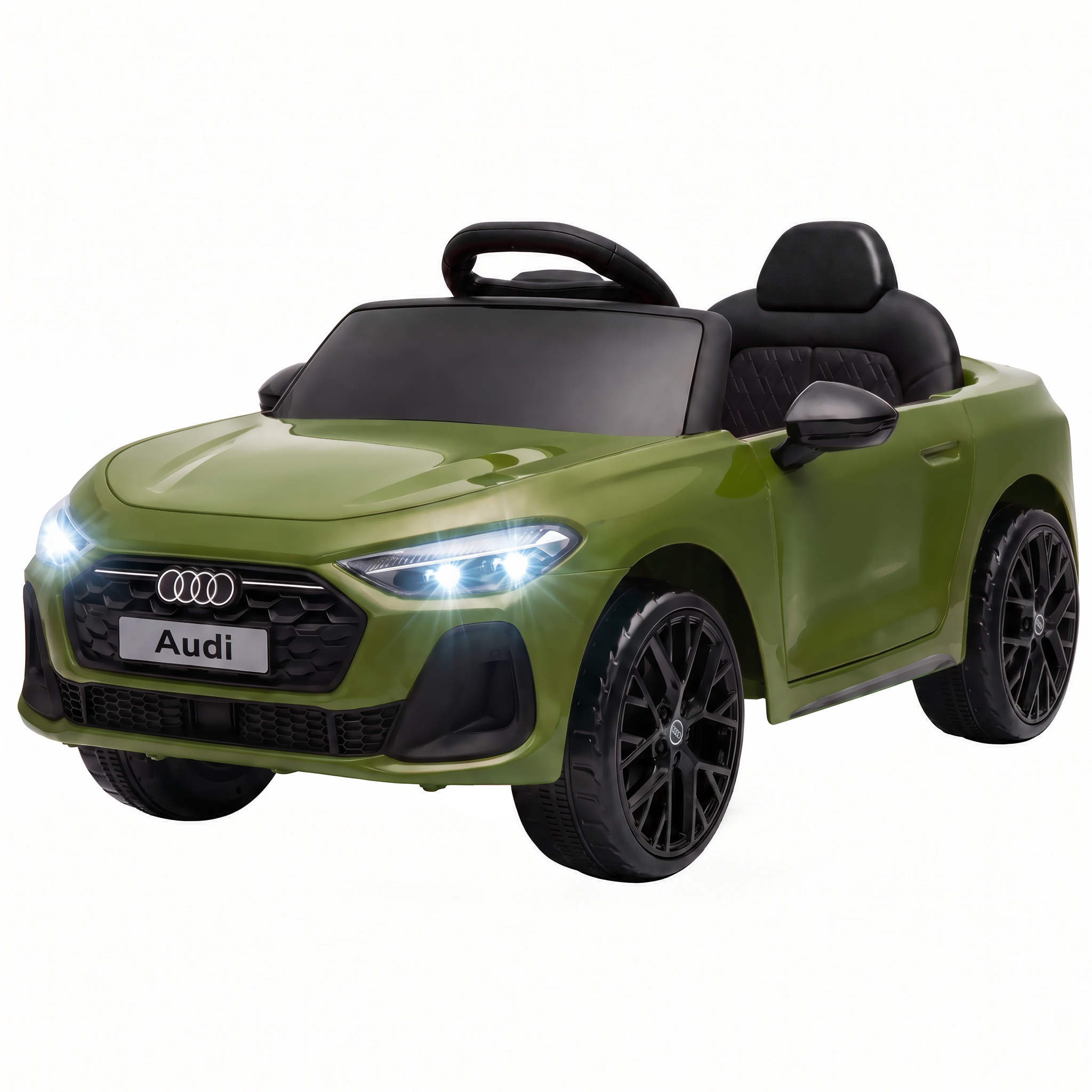 AIYAPLAY Kinder-Elektroauto 12V Audi A5L mit Fernbedienung, Lithium-Akku, 2 Motoren, Federung, aufklappbare Türen, Scheinwerfer, Musik, 3-6 Jahre, Grün Aosom