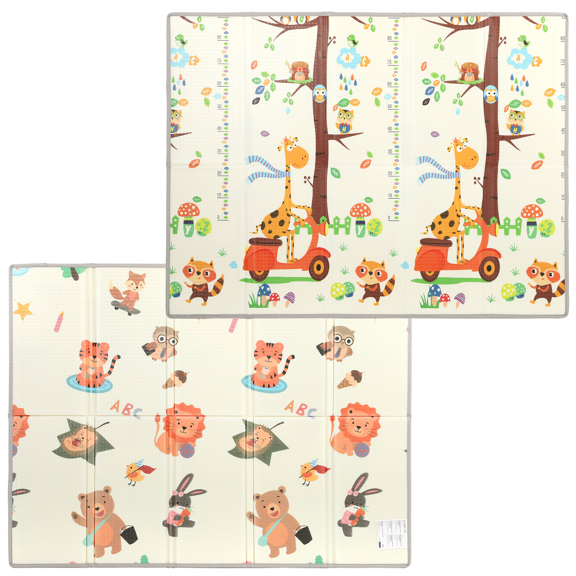 AIYAPLAY Spielmatte für Kinder 200x150x1,5 cm Wald-Motiv, faltbar & wendbar, Krabbelmatte mit wasserabweisender und rutschfester Oberfläche in XPE, 0-3 Jahre, Mehrfarbig Aosom