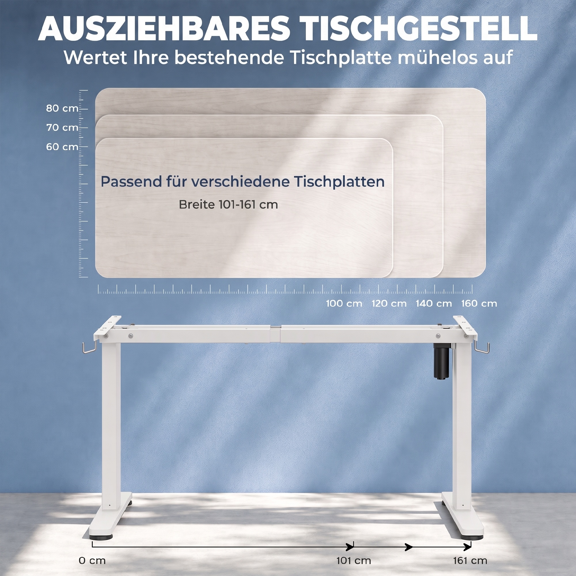 Ergonoomiline kõrgusega reguleeritava lauaraam, elektriline, terasest, valge