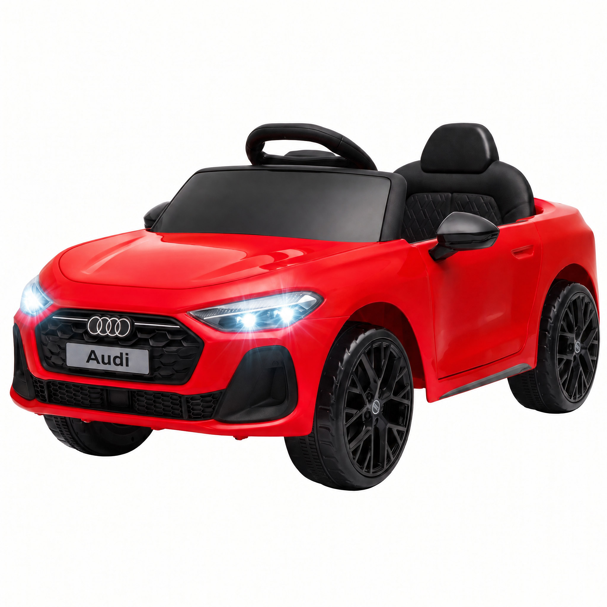 AIYAPLAY Kinder-Elektroauto 12V Audi A5L mit Fernbedienung, Lithium-Akku, 2 Motoren, Federung, Türen zum Öffnen, Scheinwerfer, Musik, 3–6 Jahre, Rot Aosom