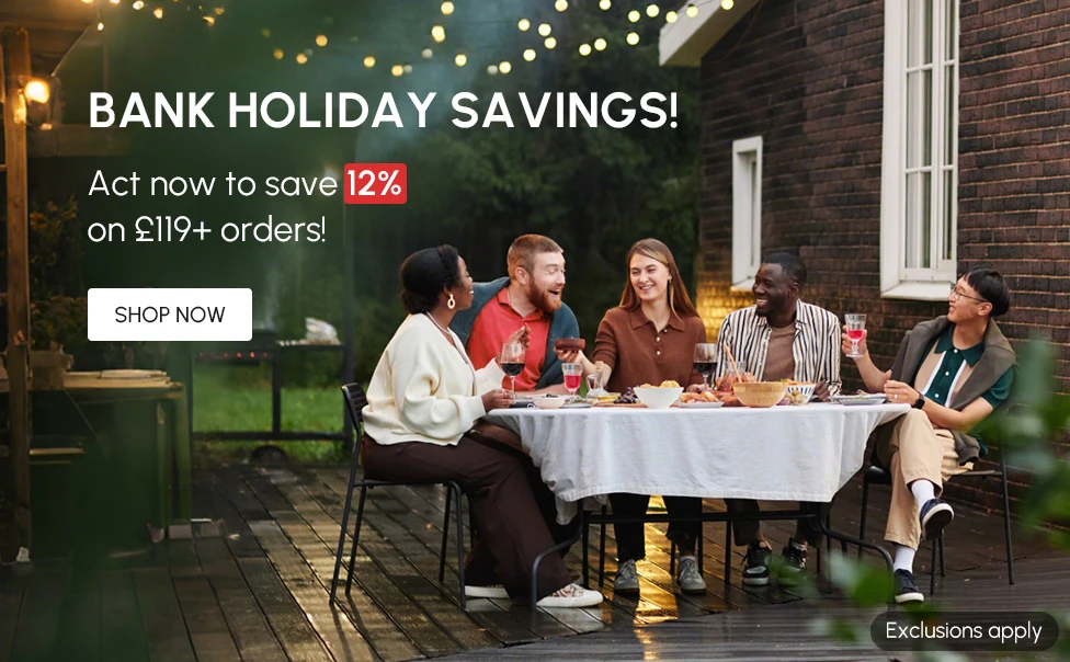 Act now to save 12% on £119+ orders! Code: HOLIDAY12
