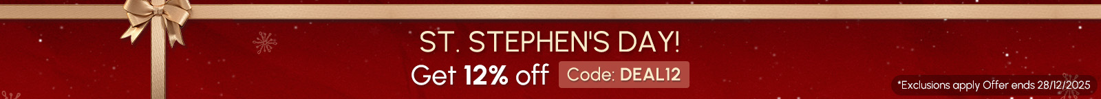 Get 12% off! *Exclusions apply