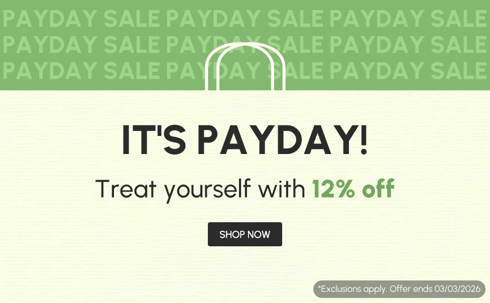 Treat yourself with 12% off! Code: PAYDAY12