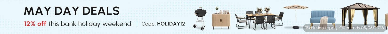 12% off this bank holiday weekend!