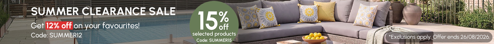 12% off and 15% off selected products!
