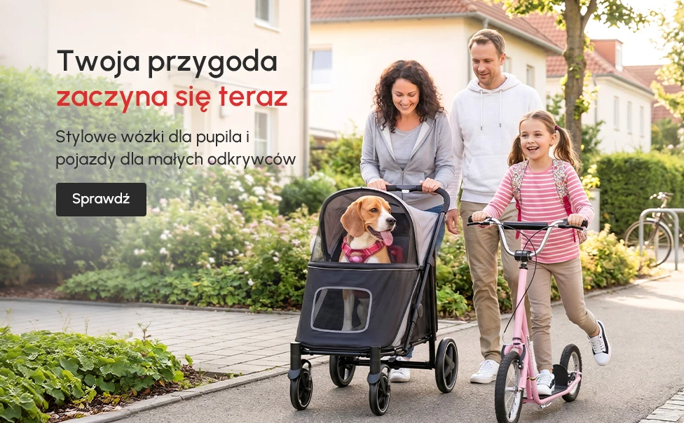 Twoja przygoda zaczyna się teraz: Stylowe wózki dla pupila i pojazdy dla małych odkrywców.