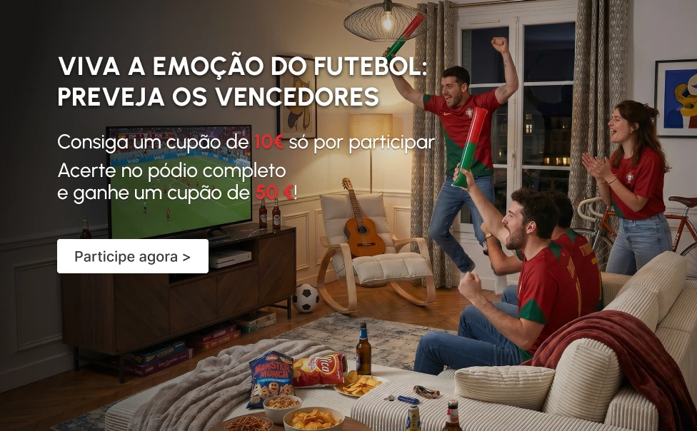 Consiga um cupão de 10€ só por participar
Acerte no pódio completo e ganhe um cupão de 50€!