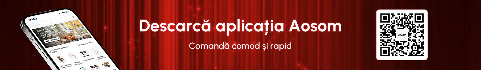 Descarcă aplicația Aosom! Comandă comod și rapid!