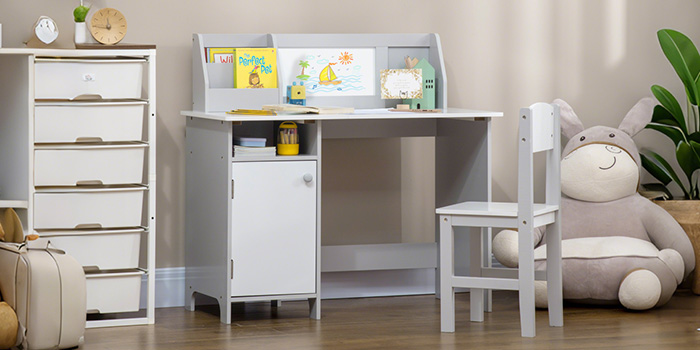 DESK AND CHAIR SET WITH WHITEBOARD 