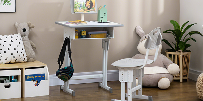 KIDS ADJUSTABLE DESK AND CHAIR SET WITH BOOK STAND