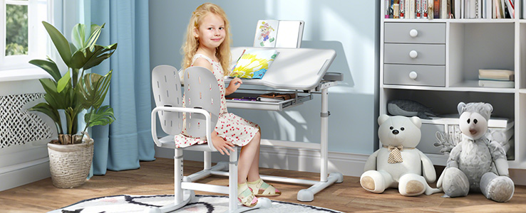 THE ADJUSTABLE  DESK AND CHAIR SET