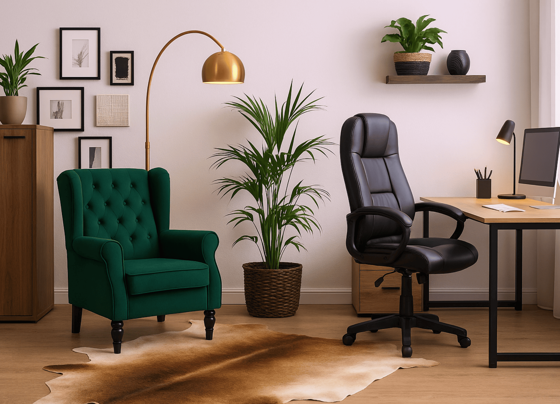 FOCUSED HOME OFFICE WITH WARM WOOD