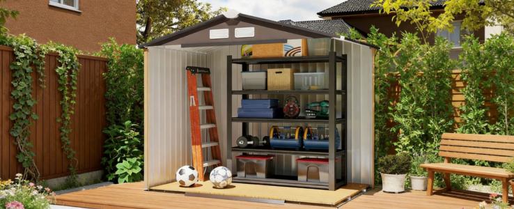 High-door storage sheds for easy access and tall tools